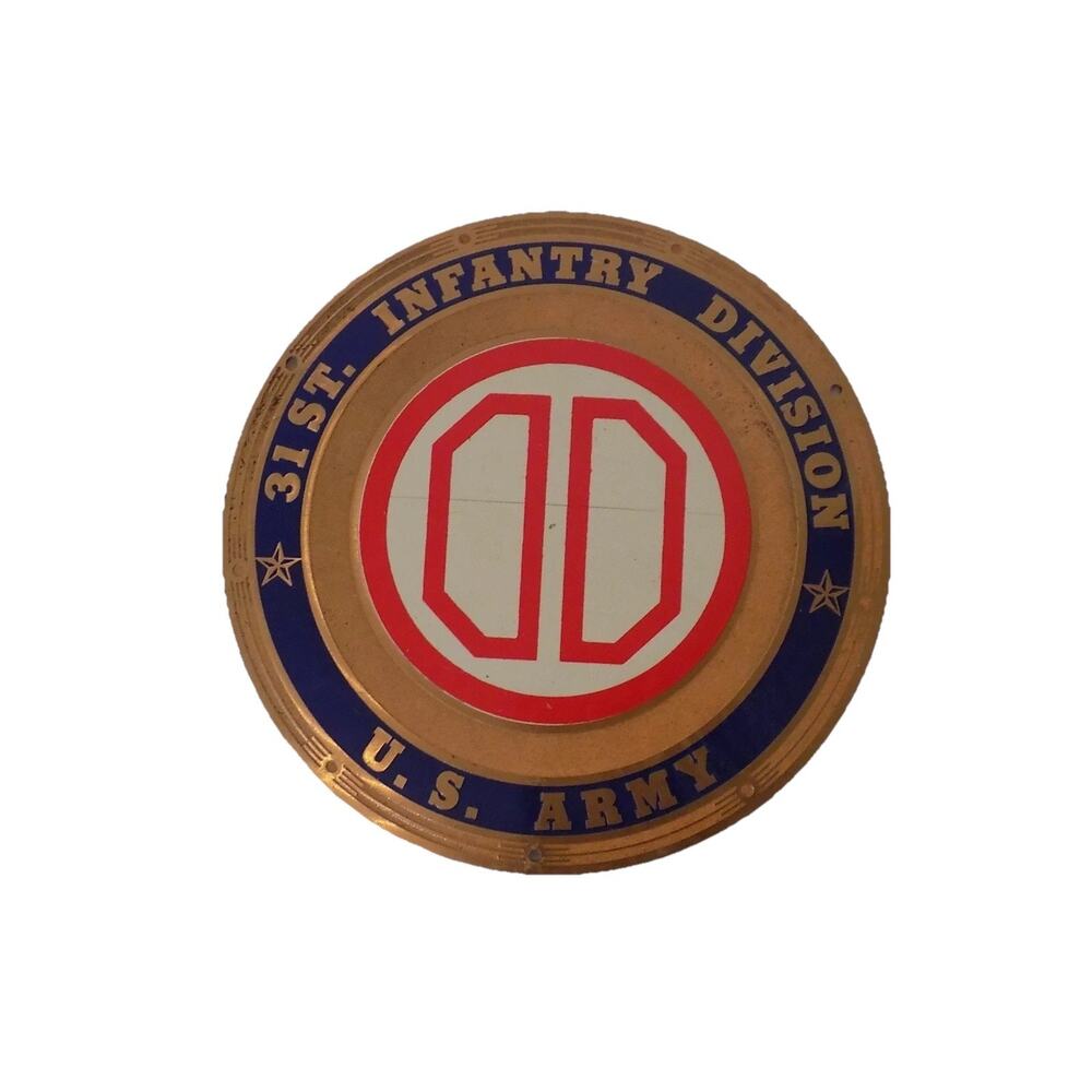 Vintage 31st Infantry Division US Army plaque license plate topper